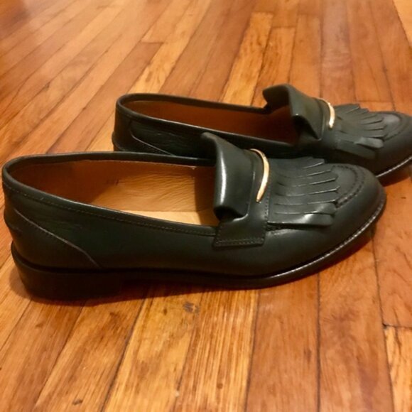 M. Gemi Leather Italian leather Loafers in Dark Green 39.5 9N 8.5W - Picture 3 of 4